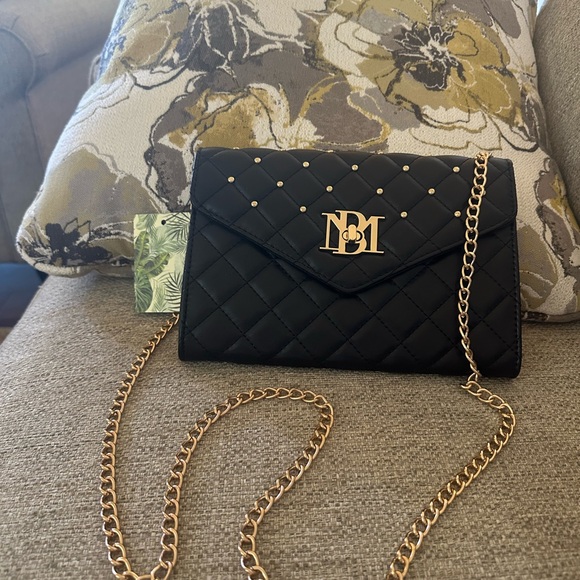 Badgley Mischka Black Quilted Chain Bag New - Picture 12 of 13